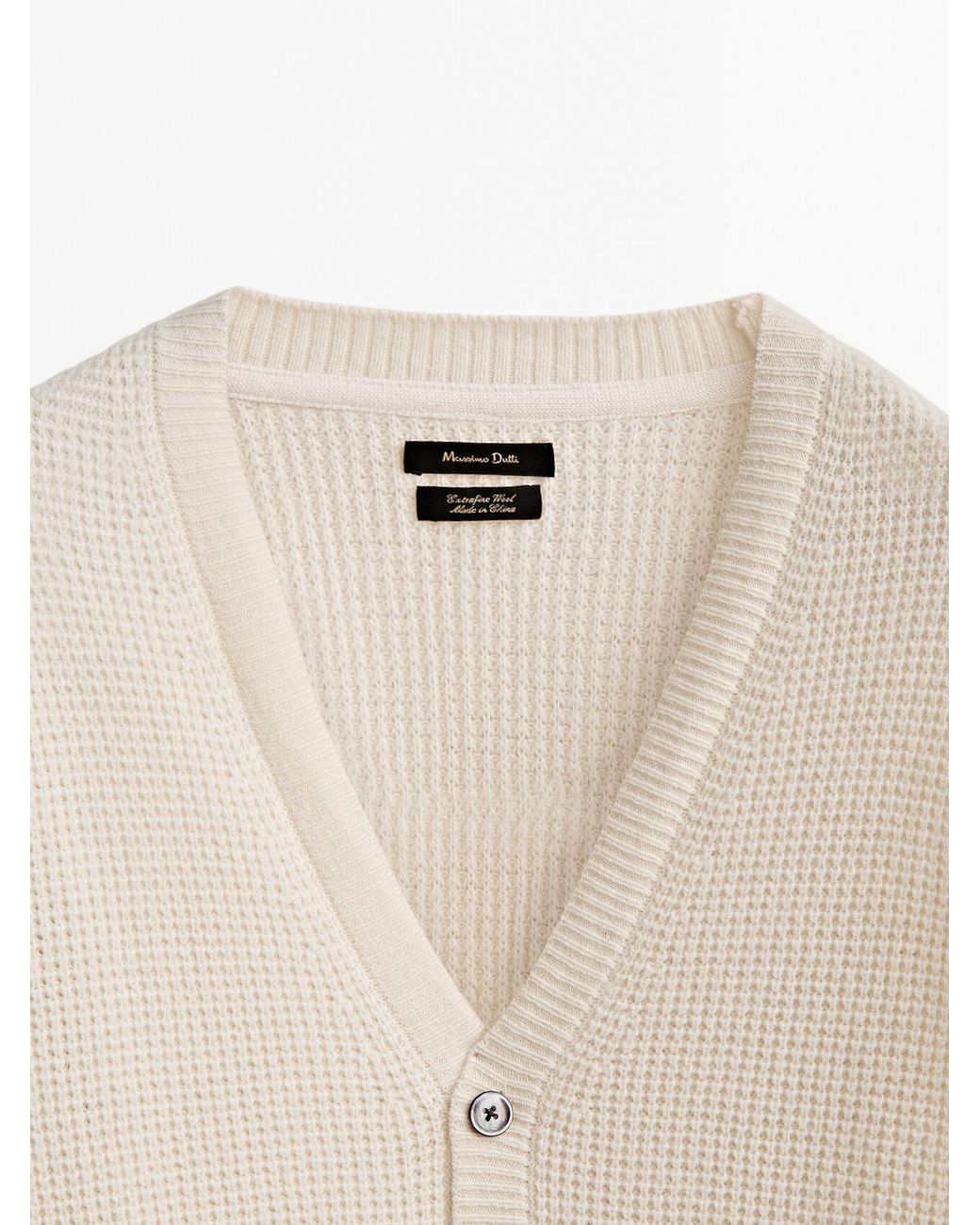 MASSIMO DUTTI Textured Wool Blend Cardigan in Natural for Men | Lyst