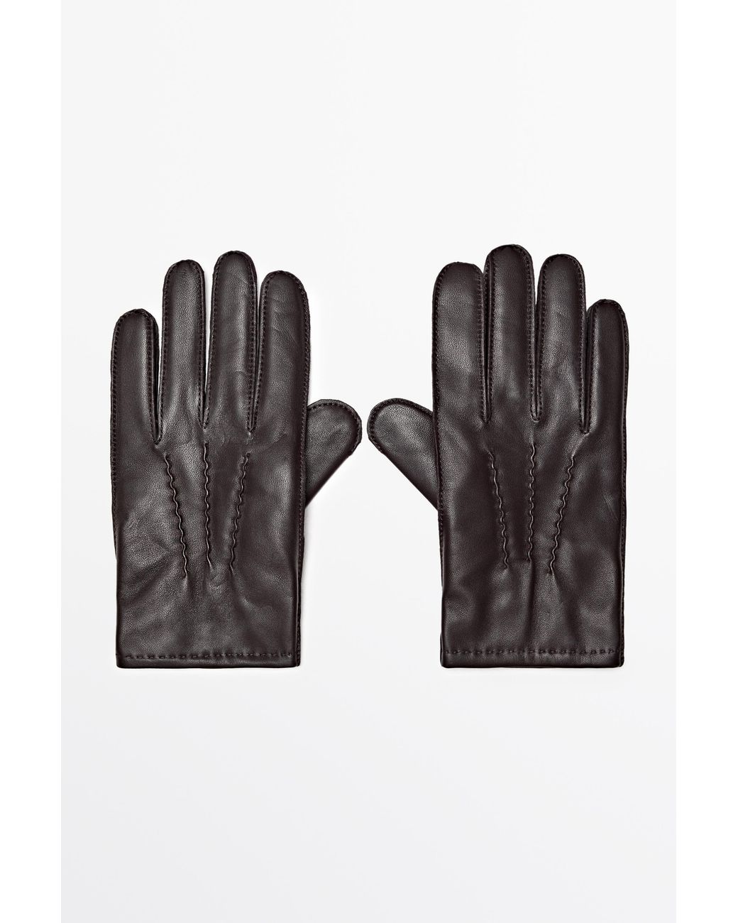 MASSIMO DUTTI Black Nappa Leather Gloves for men