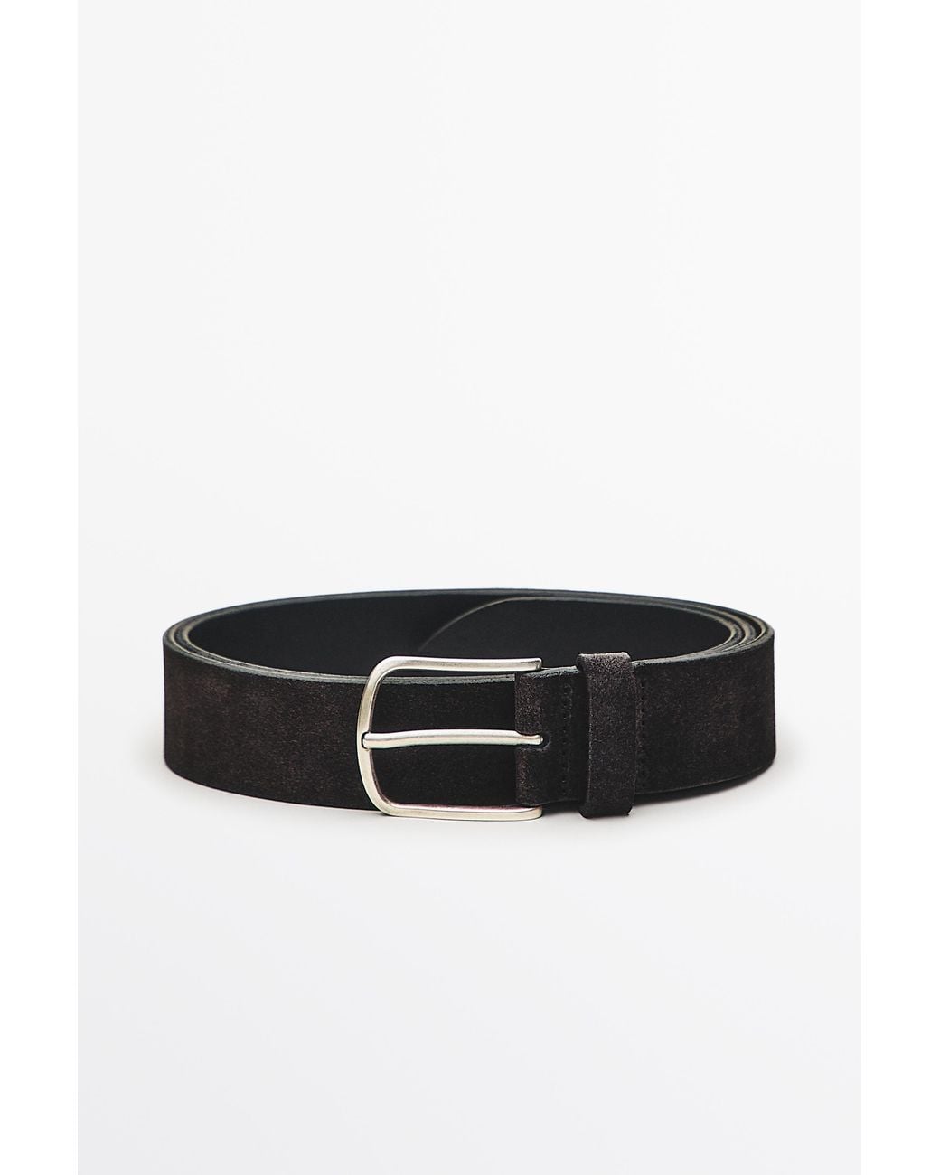 MASSIMO DUTTI Black Plush Nappa Leather Belt for men