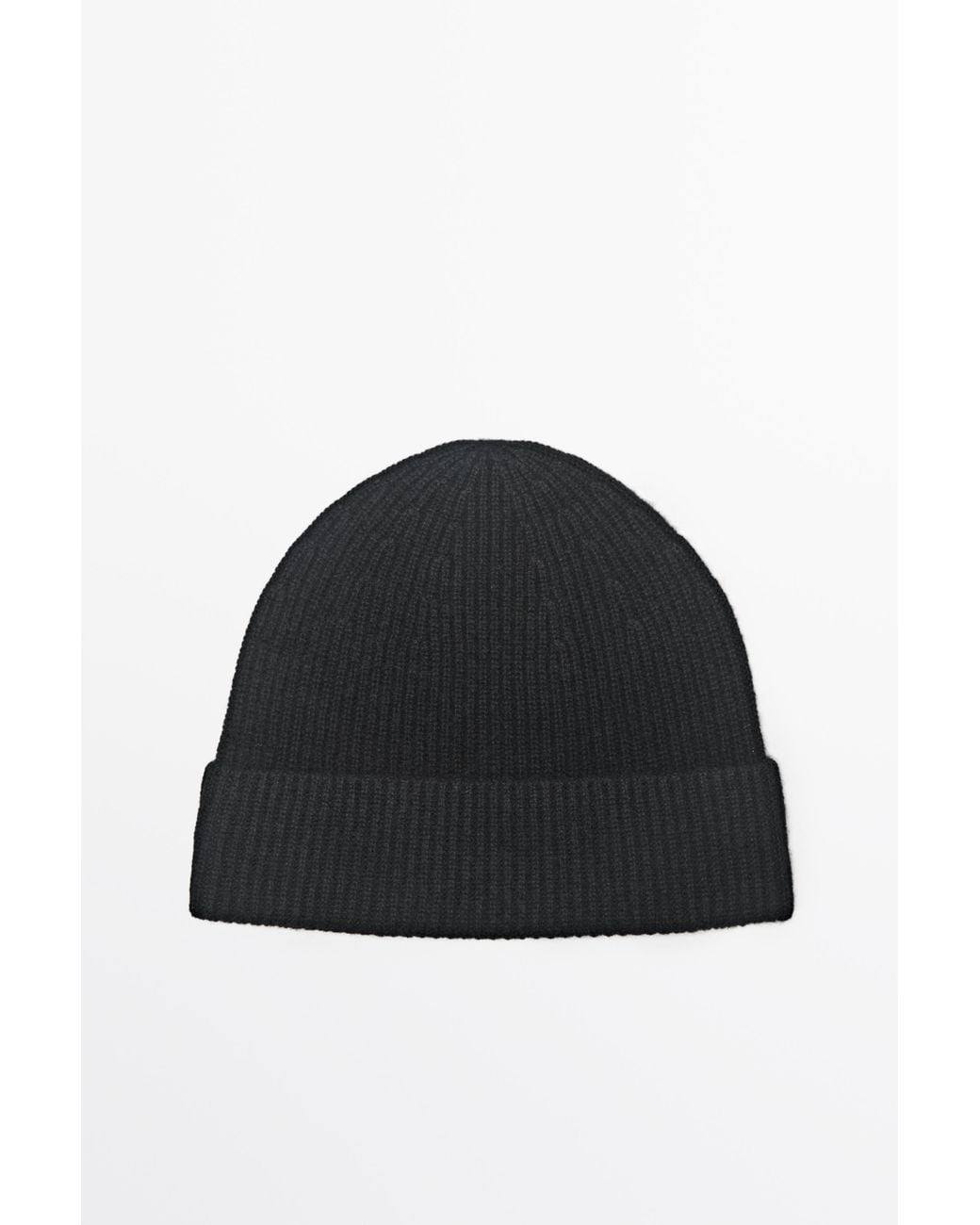 MASSIMO DUTTI Black 100% Cashmere Knit Beanie for men