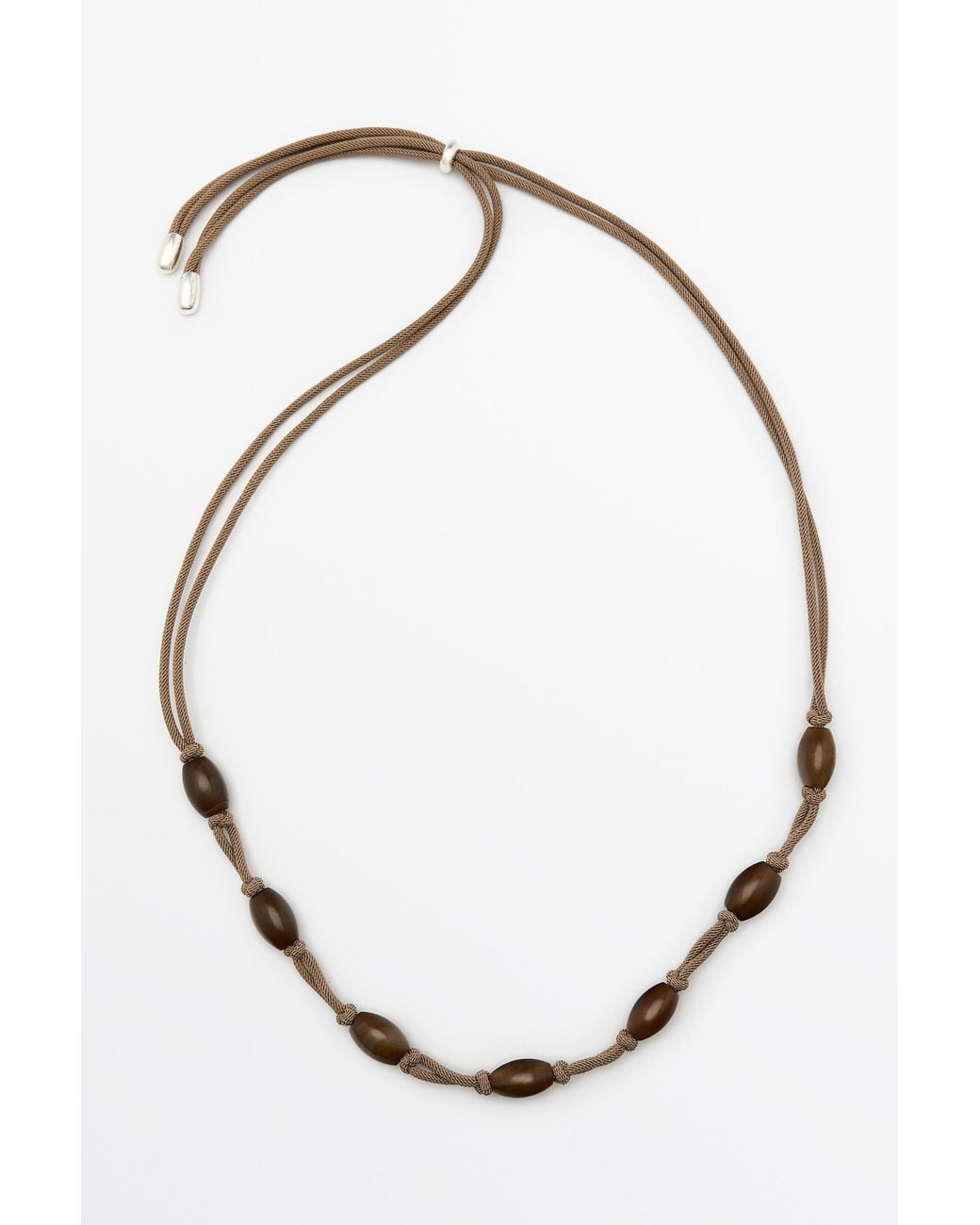 MASSIMO DUTTI White Gem-Effect Bead Cord Necklace