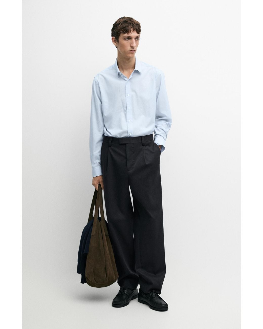 MASSIMO DUTTI White Striped Regular Fit Shirt for men