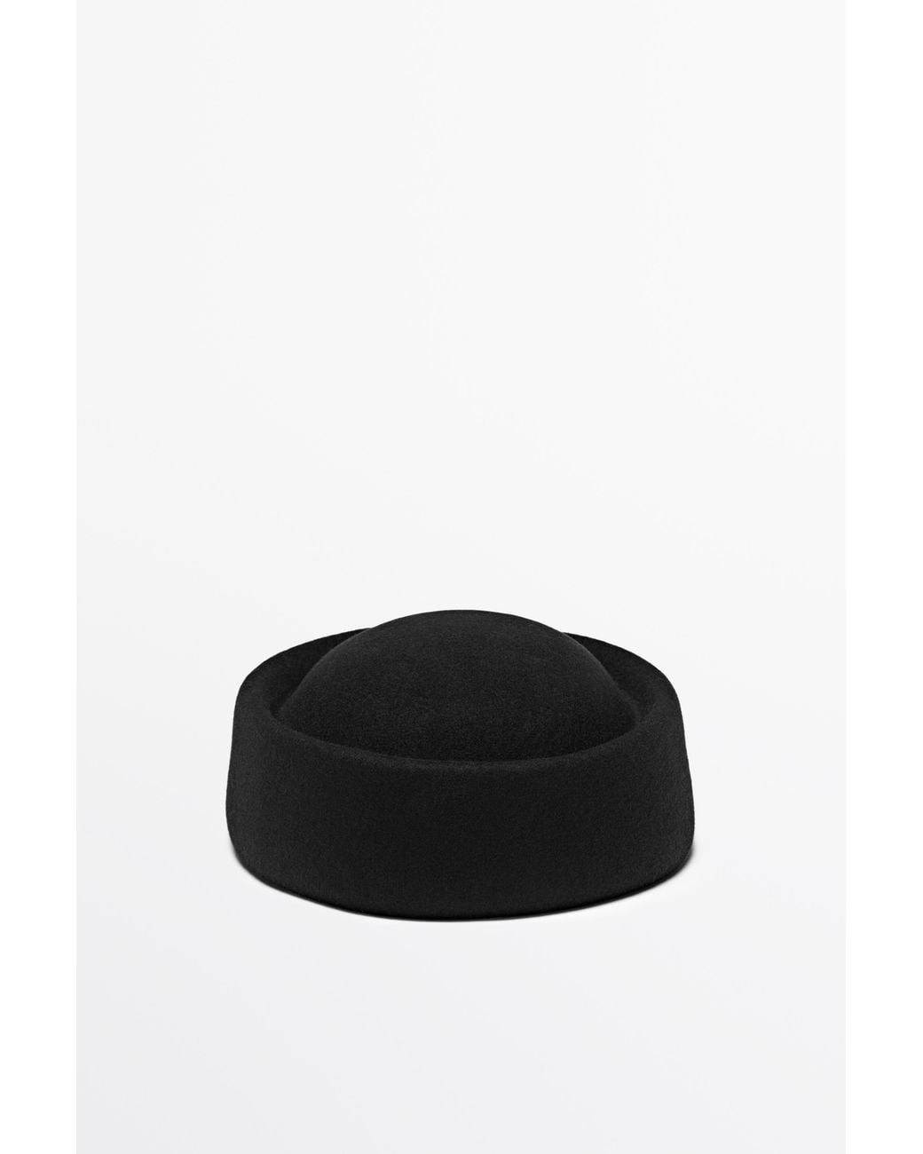 MASSIMO DUTTI Black 100% Wool Skullcap Hat