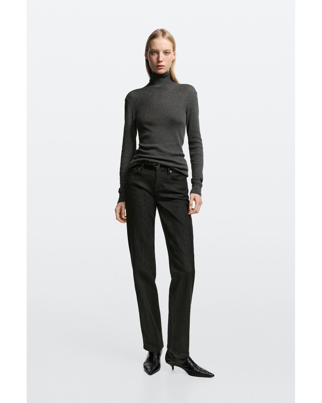 MASSIMO DUTTI Black Low-Rise Straight-Leg Jeans