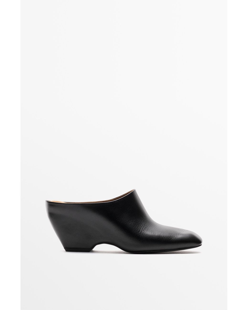 MASSIMO DUTTI White Leather Wedge Mule