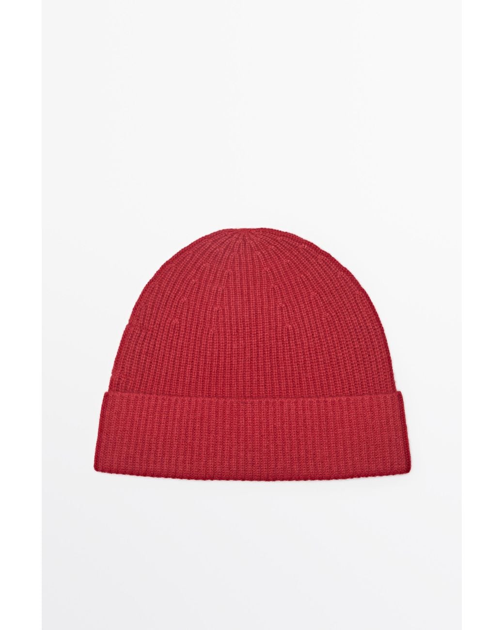 MASSIMO DUTTI Red 100% Cashmere Knit Beanie for men