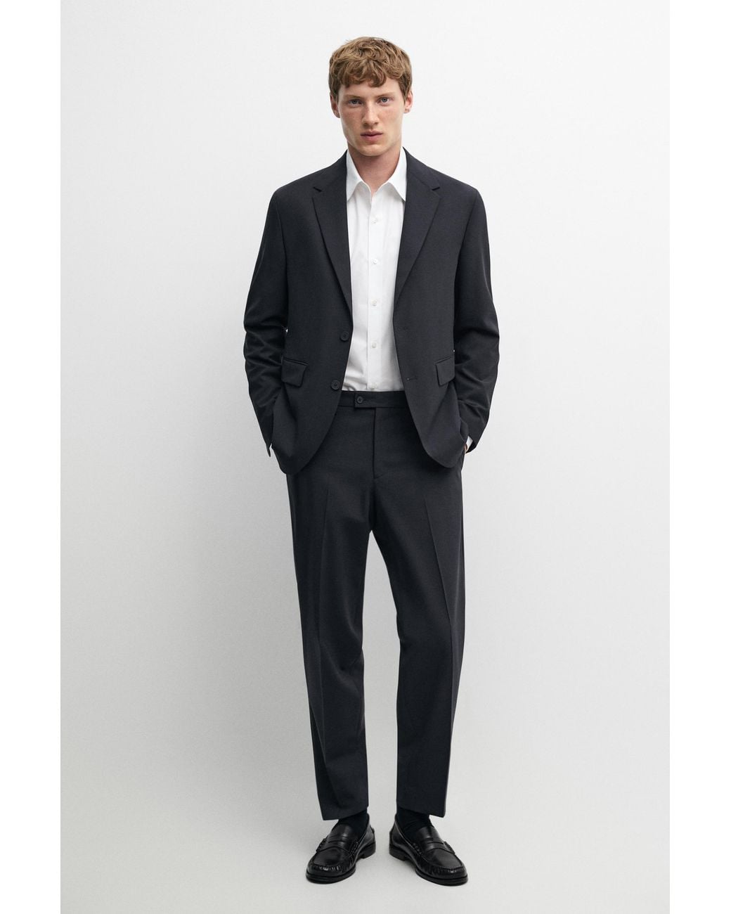 MASSIMO DUTTI Blue Wool Blend Suit Pants for men