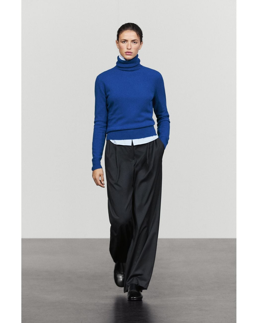 MASSIMO DUTTI Blue Wool-Blend Knit Turtleneck Sweater