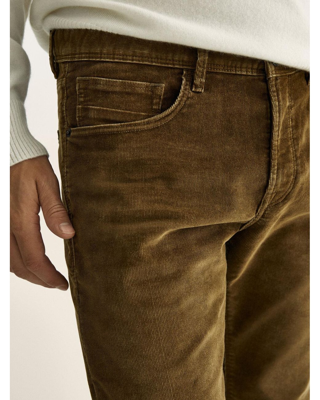 MASSIMO DUTTI Slim Fit Corduroy Denim-effect Trousers for Men | Lyst