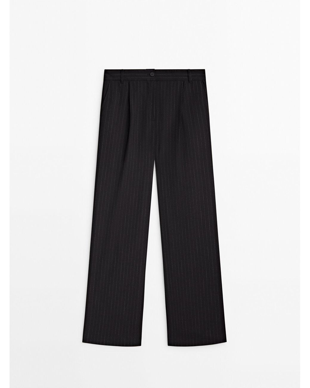 MASSIMO DUTTI Dashed Stripe Suit Trousers in Black | Lyst