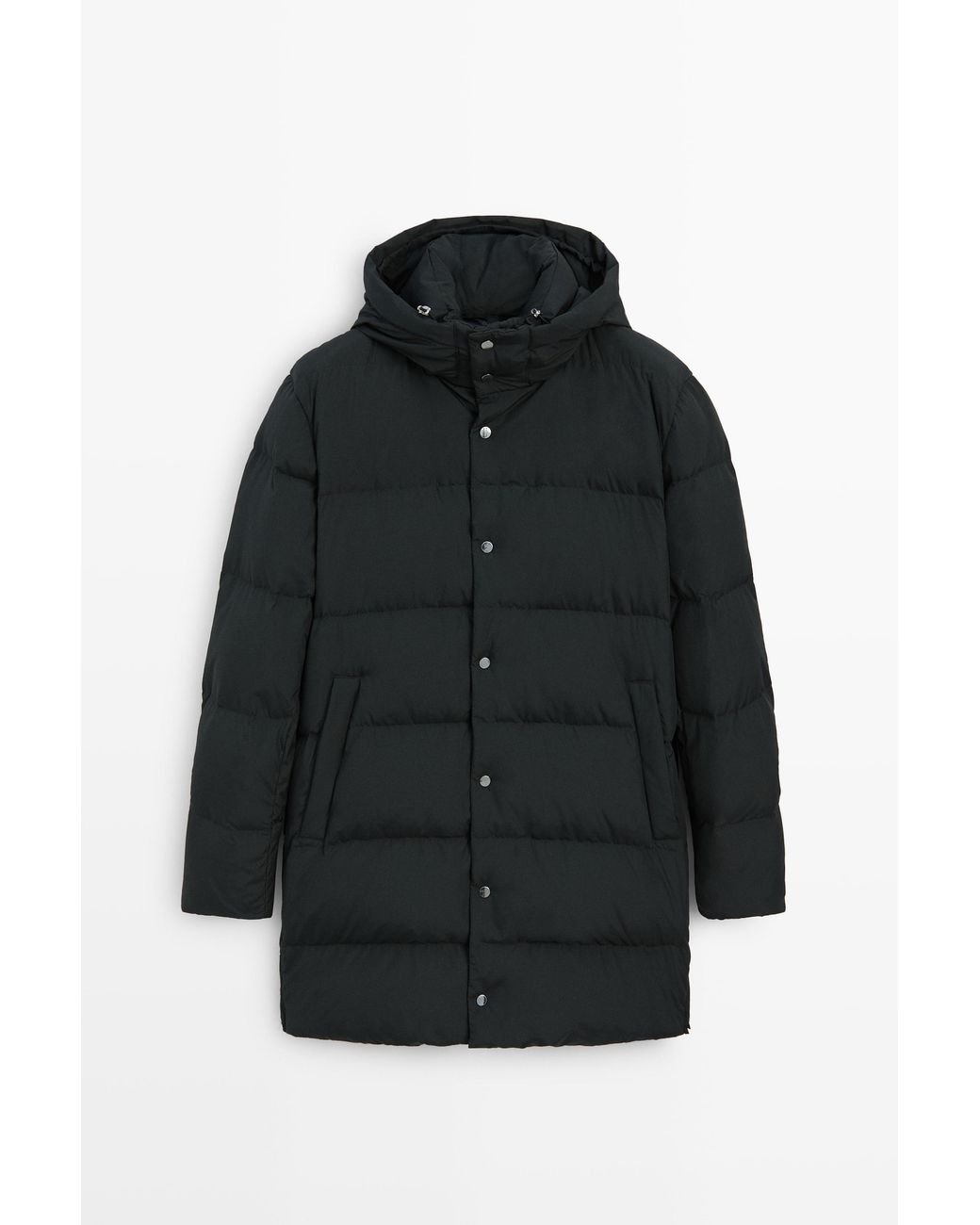 MASSIMO DUTTI Lang Donsjack Met Capuchon in het Black voor heren