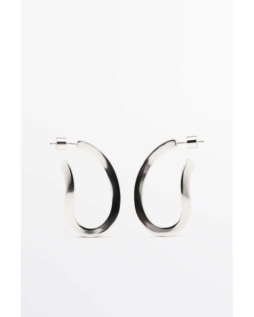 MASSIMO DUTTI Metallic Twisted Oval Hoop Earrings