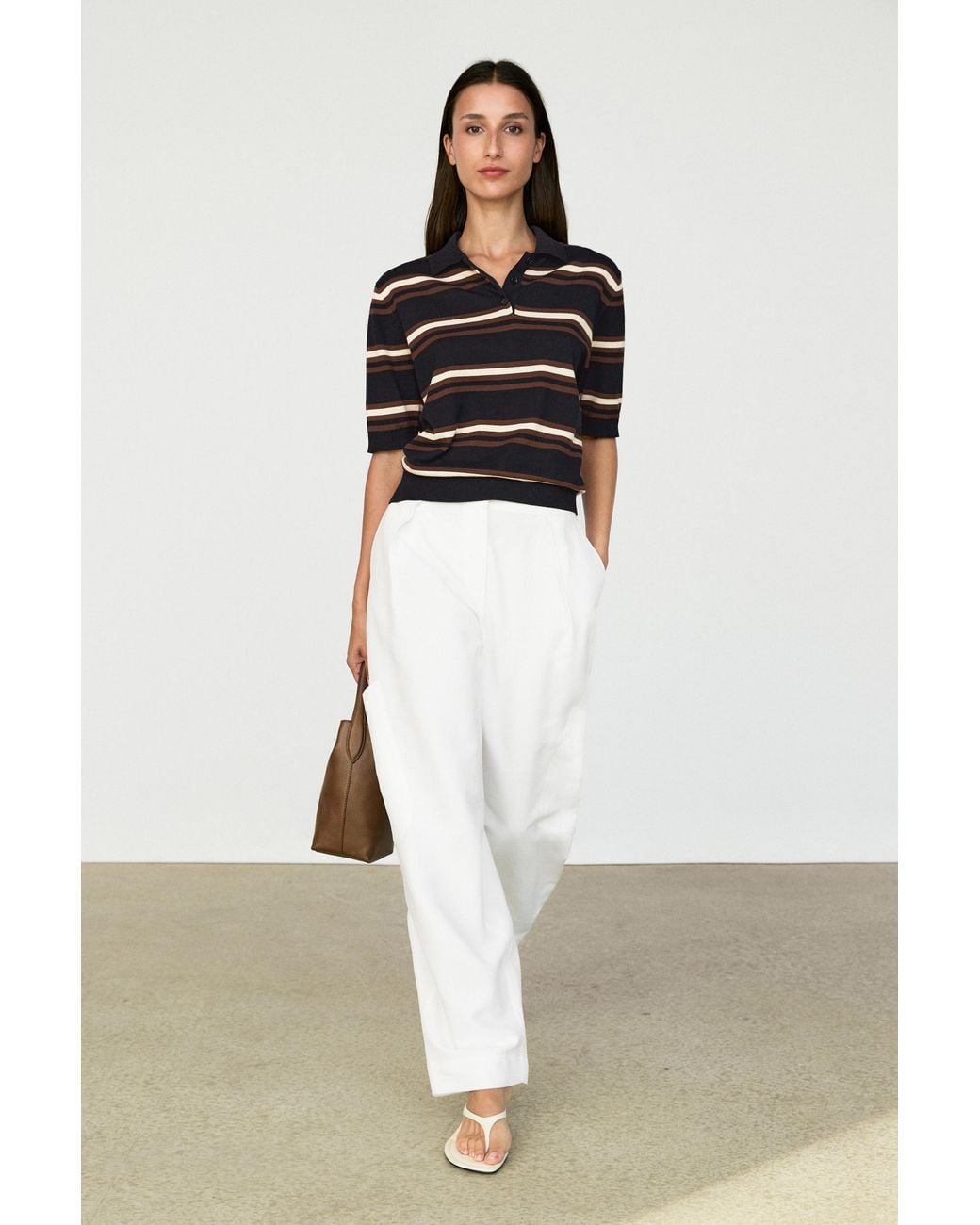 MASSIMO DUTTI Multicolor 100% Cotton Striped Knit Polo