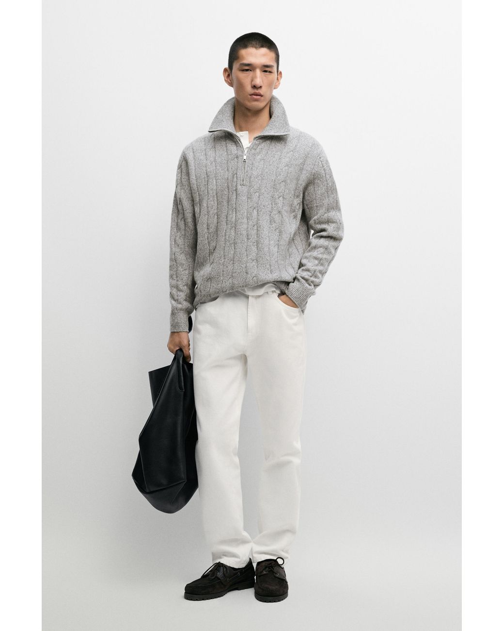 MASSIMO DUTTI Multicolor 100% Wool Cable-Knit Sweater for men