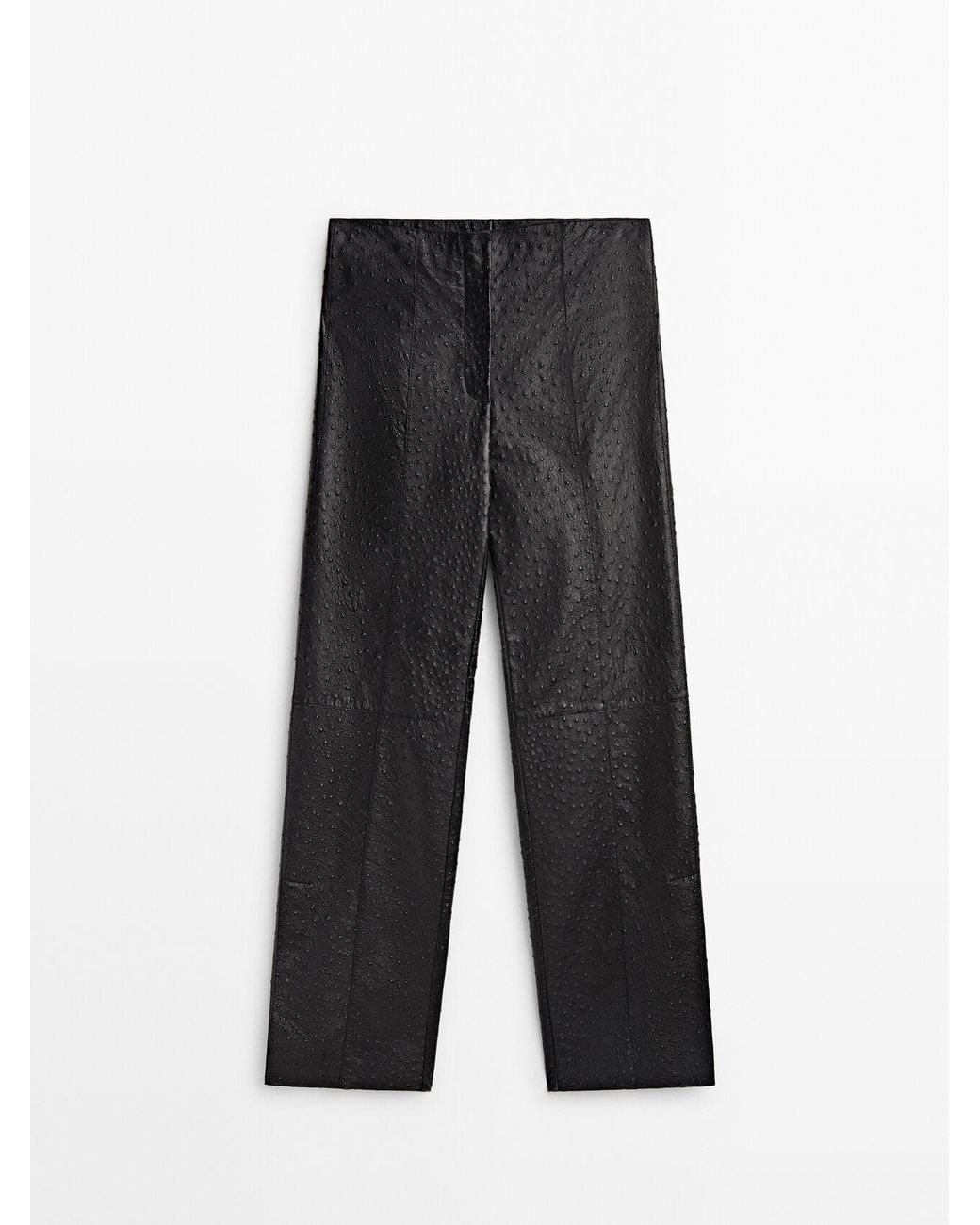 MASSIMO DUTTI Embossed Nappa Leather Trousers in Black | Lyst