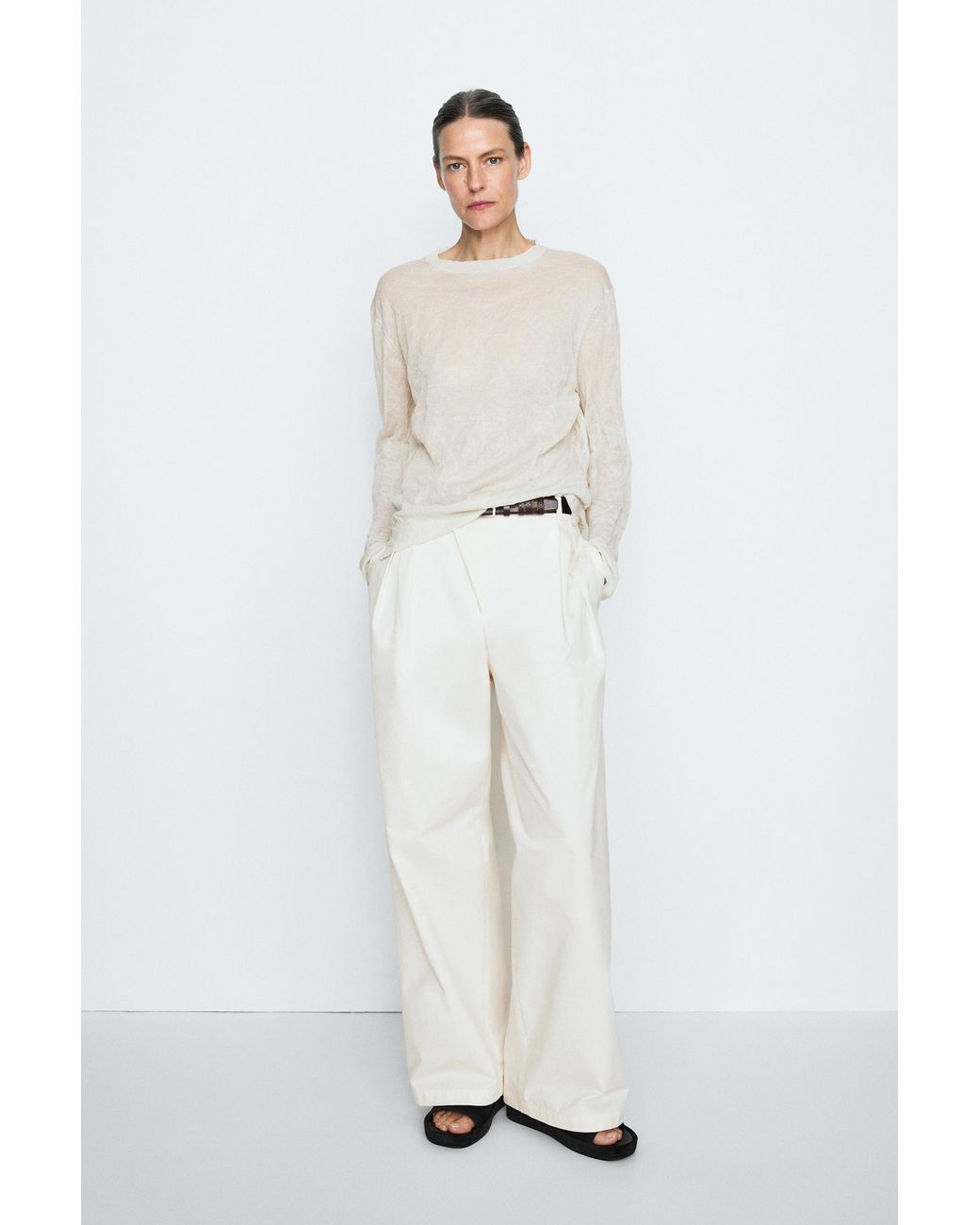 MASSIMO DUTTI Multicolor Long Sleeve Fine Knit Sweater