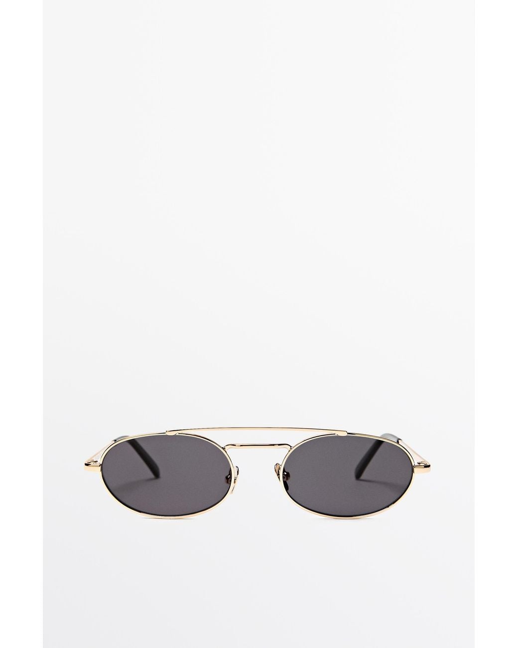 MASSIMO DUTTI Metallic Double Bridge Oval Sunglasses