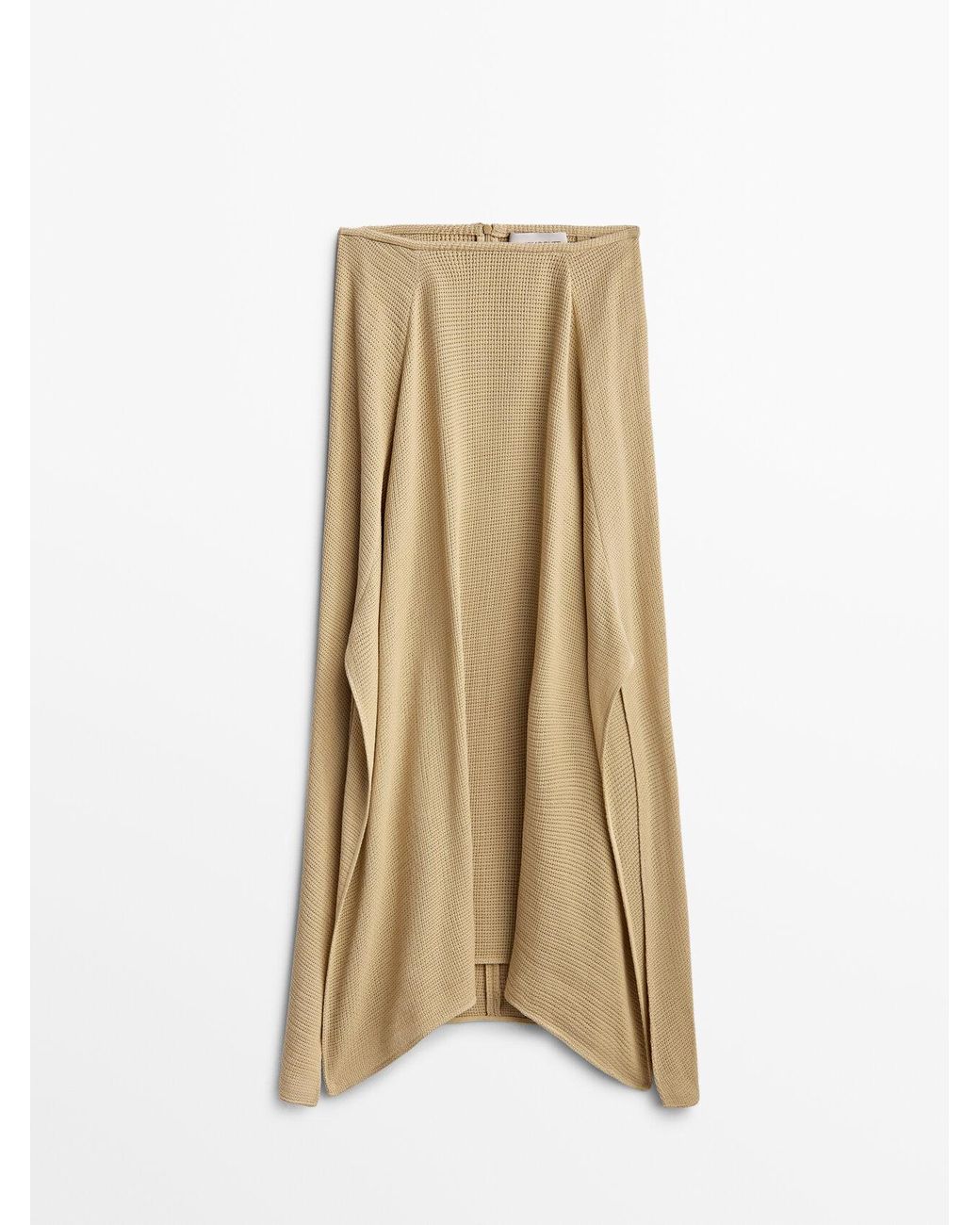 MASSIMO DUTTI Midi Skirt With Side Slits - Limited Edition in Natural | Lyst