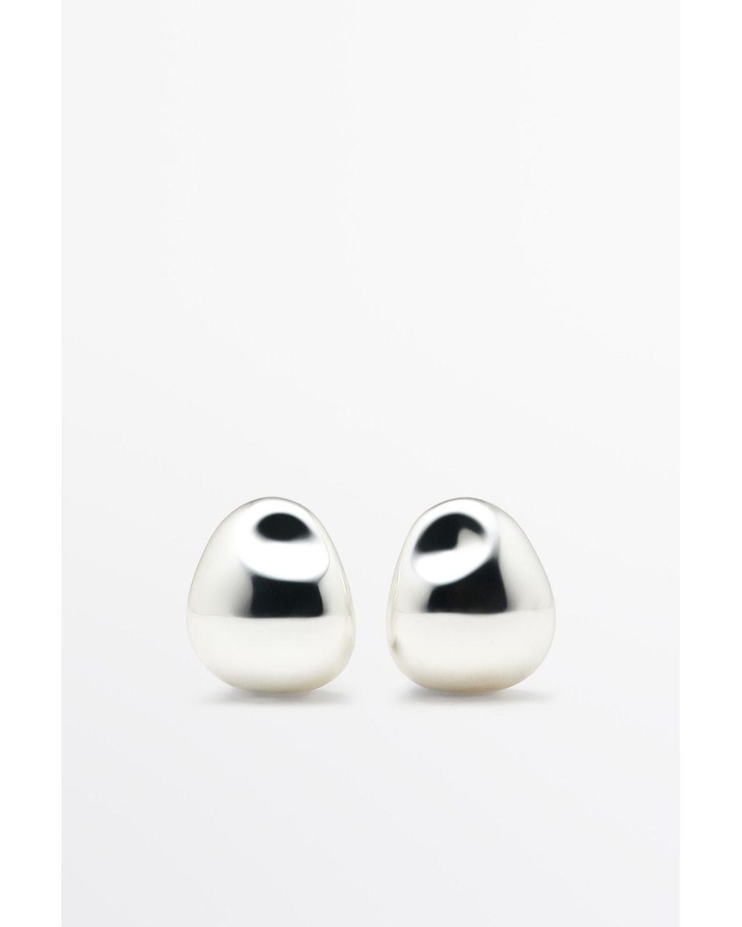 MASSIMO DUTTI Metallic Curved Pebble Earrings