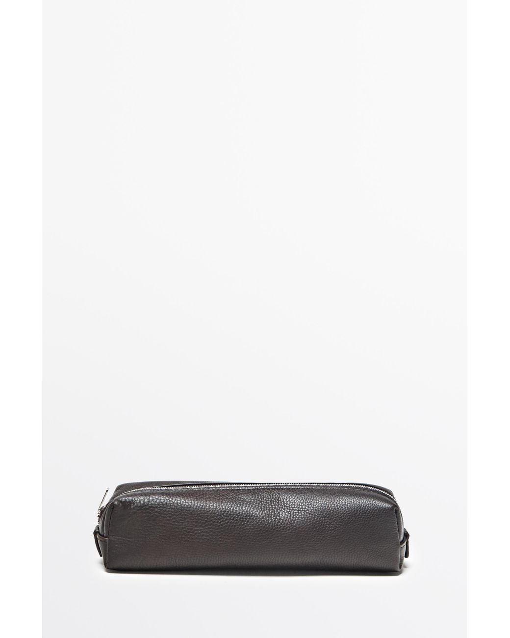 MASSIMO DUTTI Brown Nappa Leather Zip Case for men