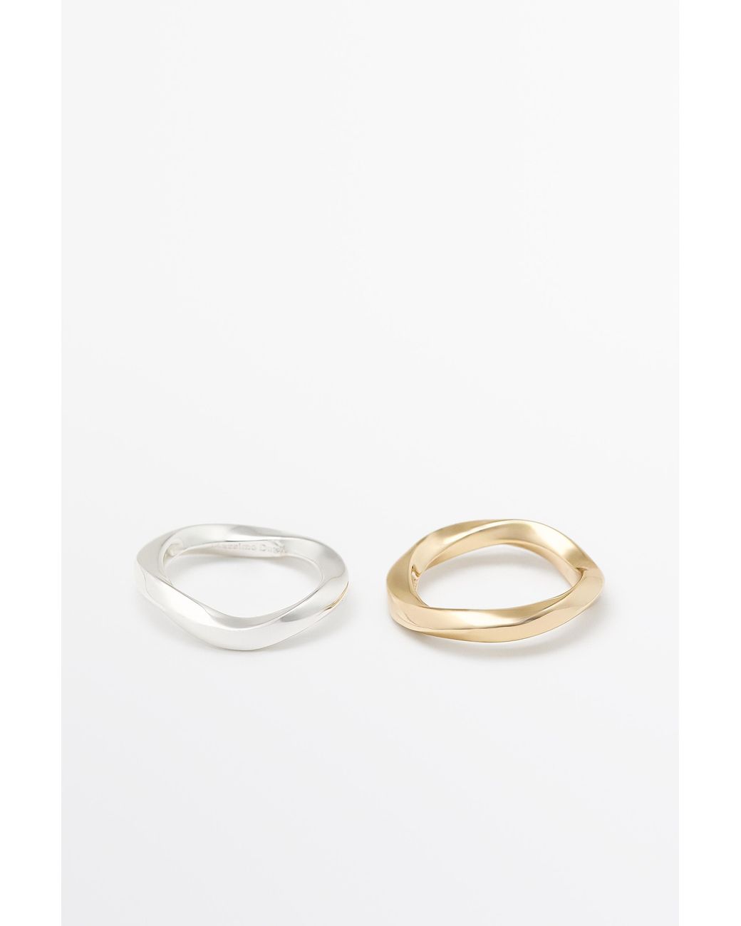 MASSIMO DUTTI Metallic Irregular Ring Set