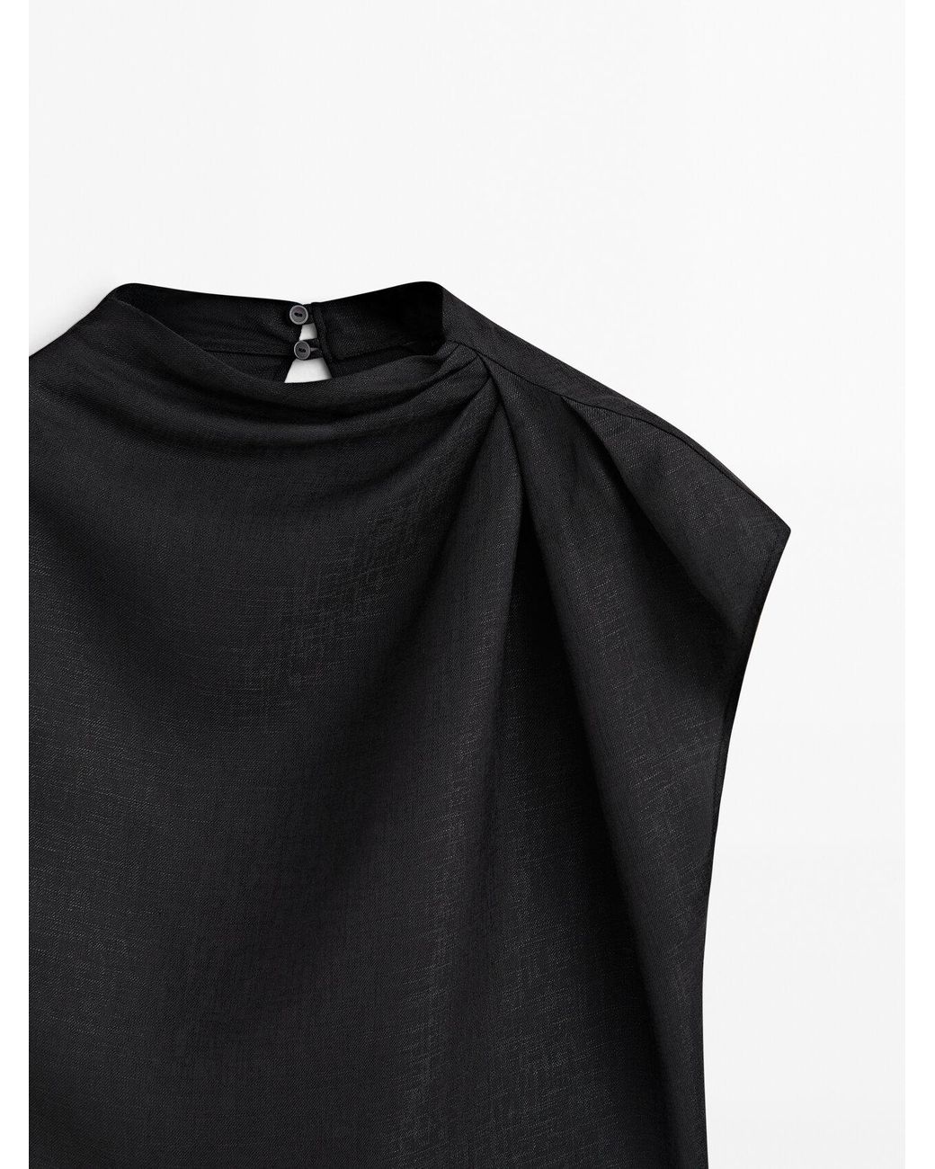 MASSIMO DUTTI Top With Draped Shoulders in Black | Lyst