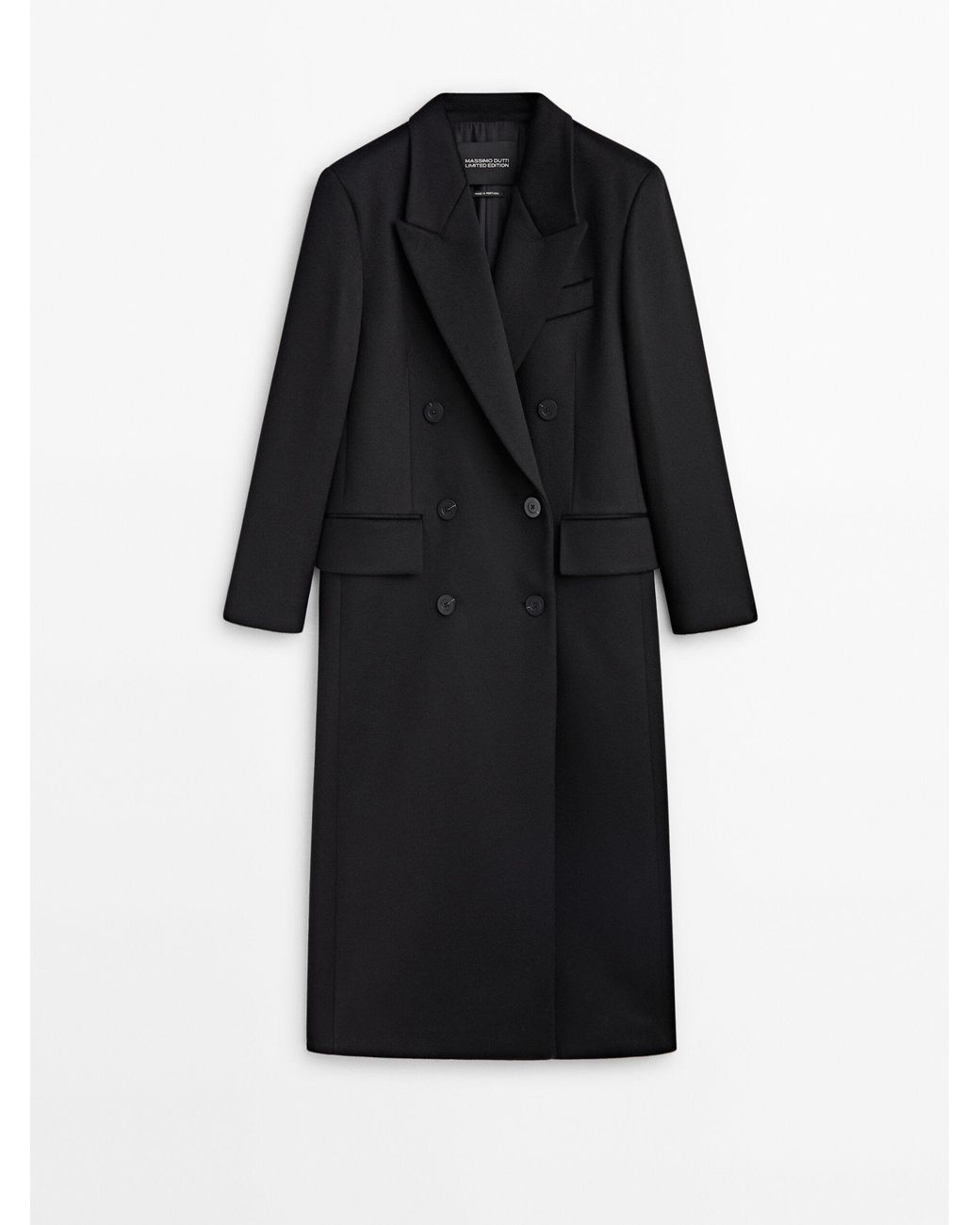 Zara - Double-Breasted High Collar Coat - Black - Women