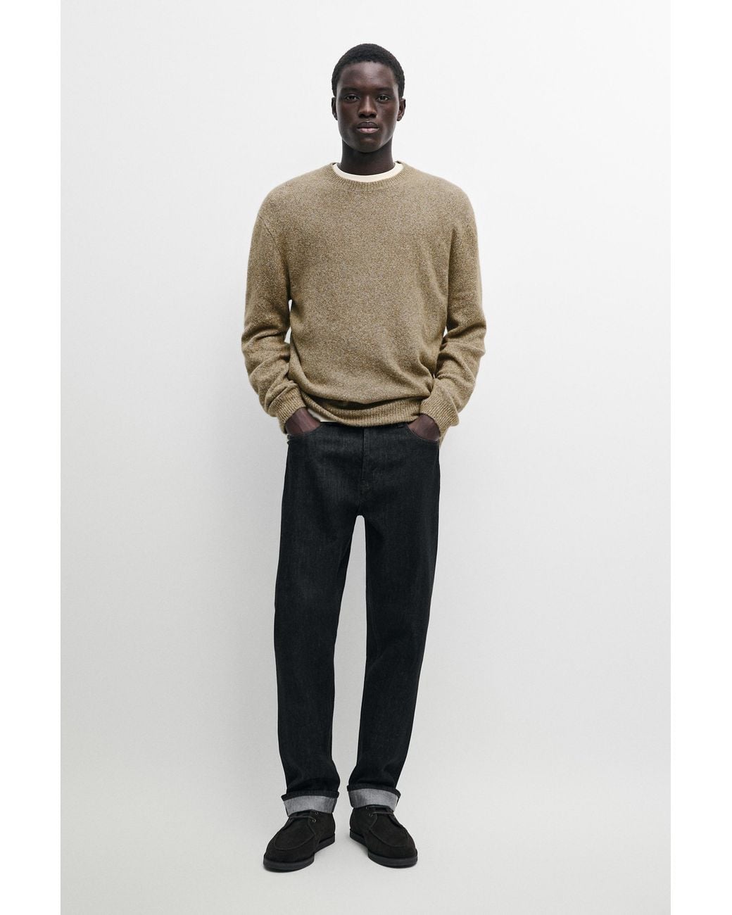 MASSIMO DUTTI Multicolor Cotton Round Neck Knit Sweater for men