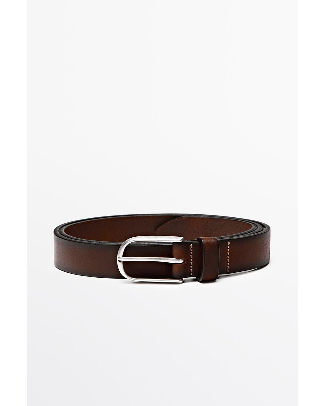 MASSIMO DUTTI Brown Shaded Nappa Leather Belt for men