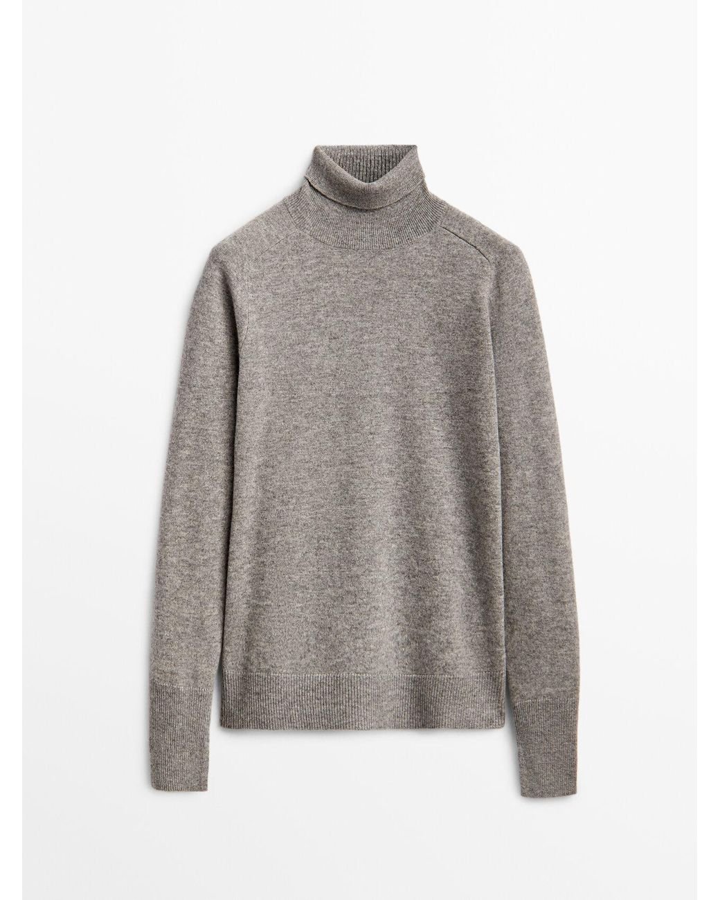 MASSIMO DUTTI Wool And Cashmere High Neck Sweater in Gray | Lyst
