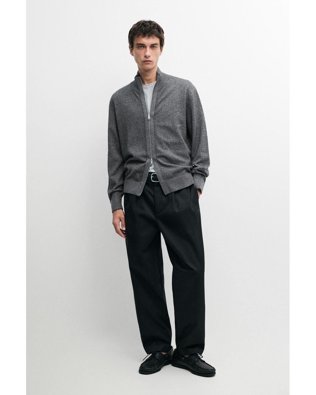 MASSIMO DUTTI Blue 100% Cotton Pants With Double Pleats for men