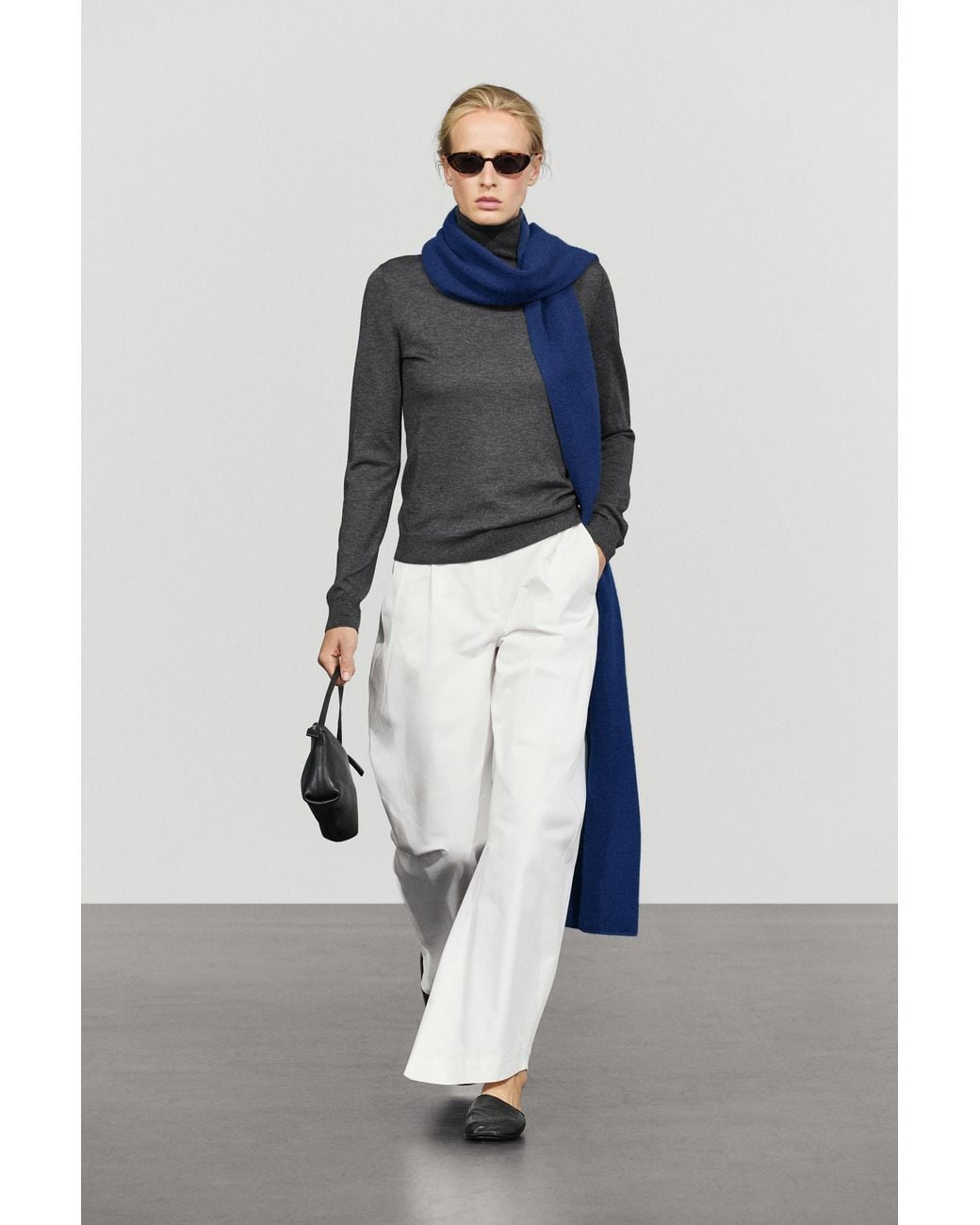 MASSIMO DUTTI Blue Wool-Blend Turtleneck Knit Sweater