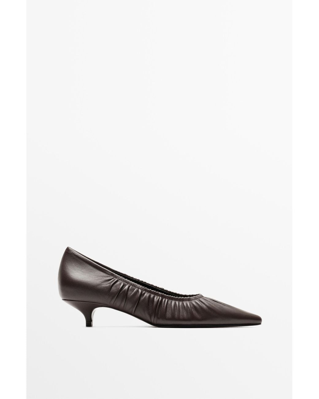 MASSIMO DUTTI White Gathered Leather Heel Shoe