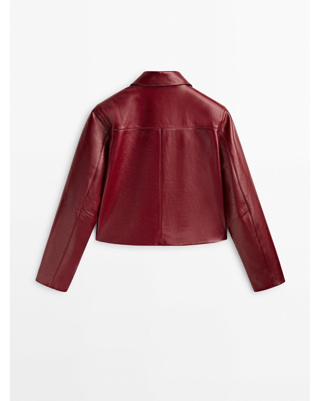 MASSIMO DUTTI Leather Jacket With A Patent Finish in Red | Lyst