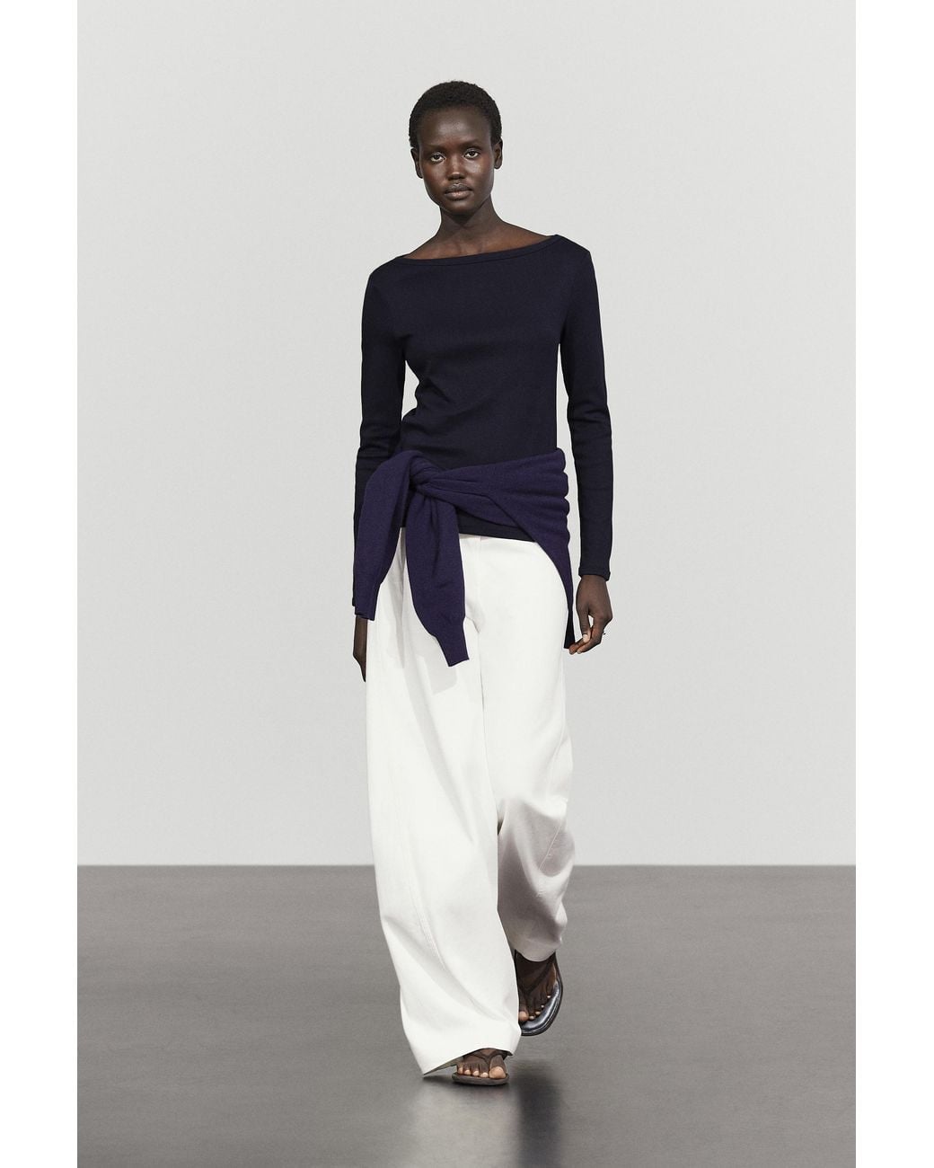 MASSIMO DUTTI Multicolor Long Sleeve Boat Neck T-Shirt