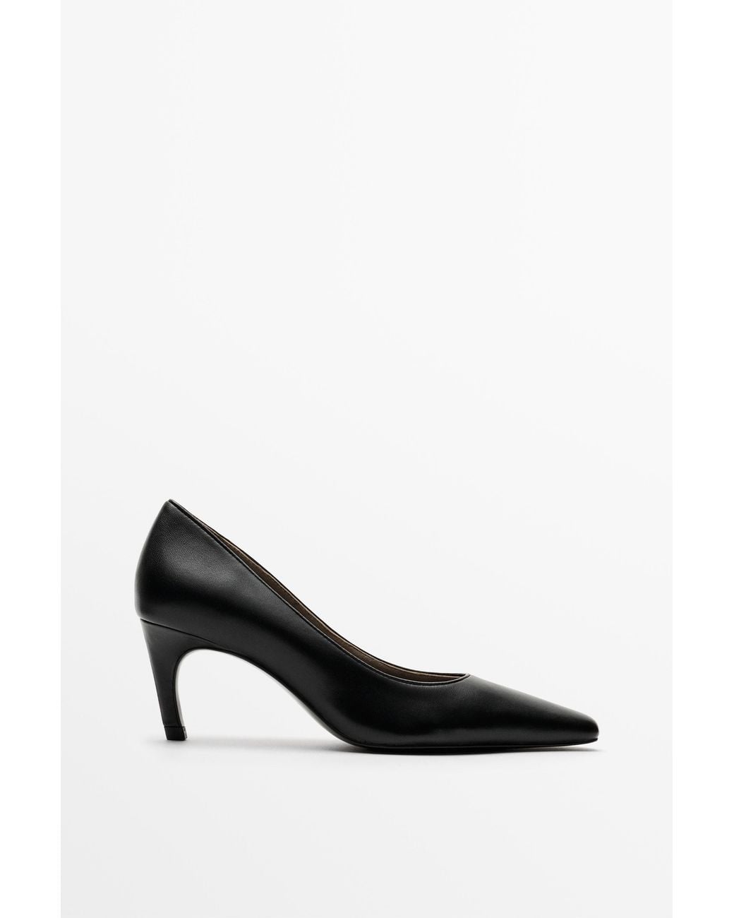 MASSIMO DUTTI Black High-Heel Leather Shoe
