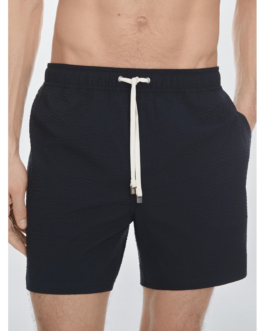MASSIMO DUTTI Blue Plain Textured Swimsuit for men