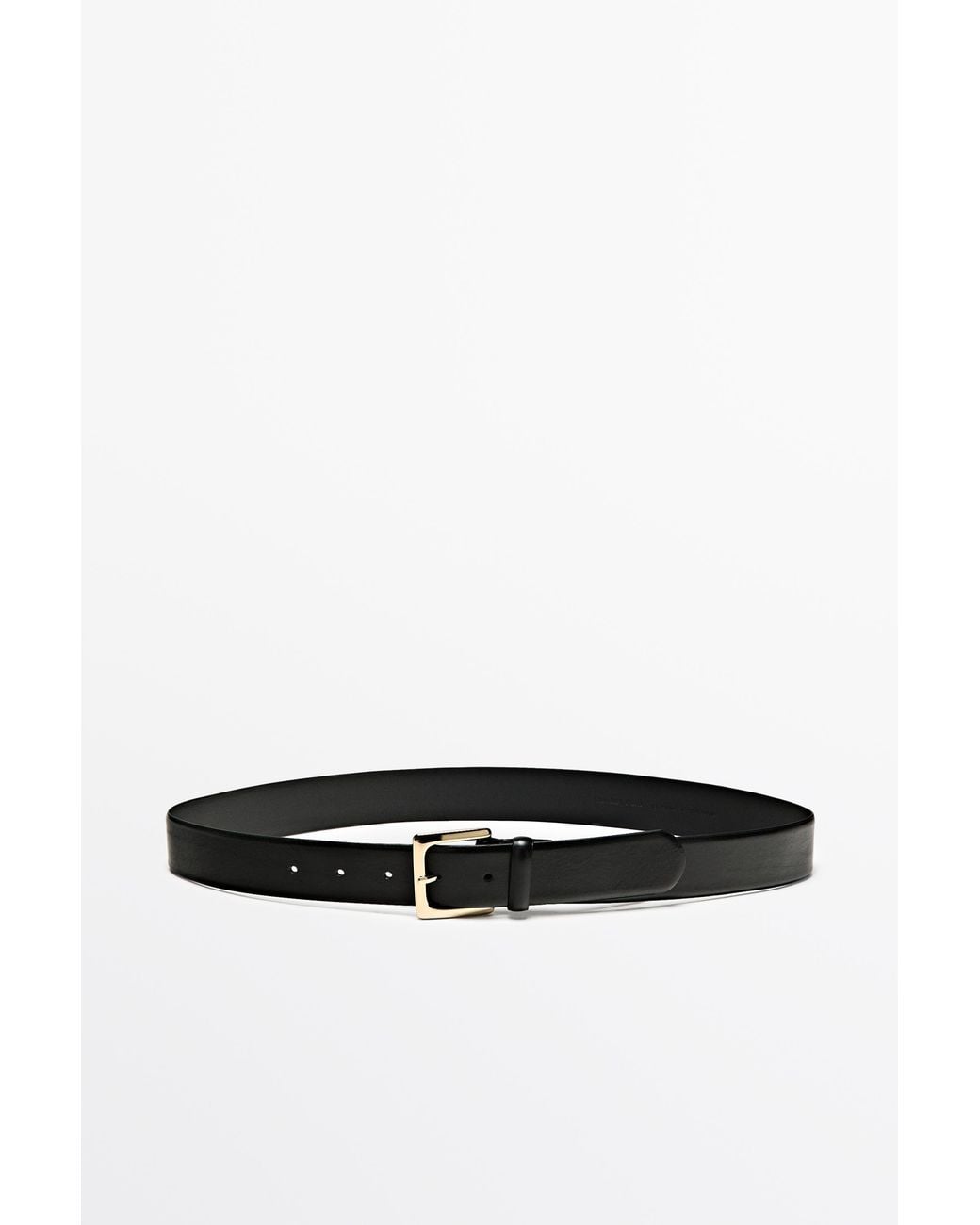 MASSIMO DUTTI White Nappa Leather Belt With Square Buckle