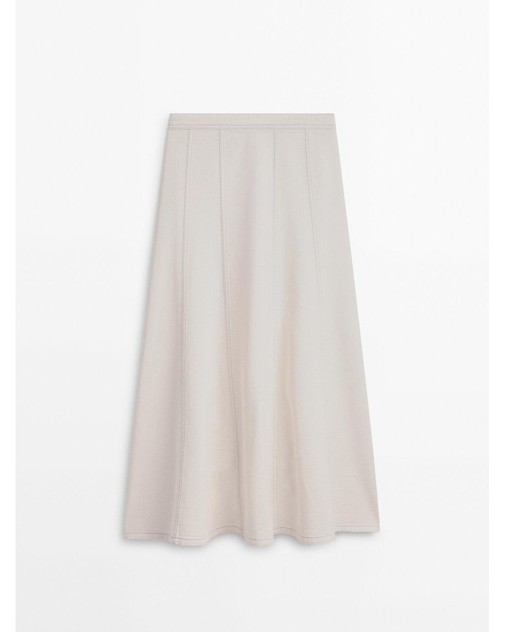 MASSIMO DUTTI High-waist Panelled Denim Skirt in White | Lyst