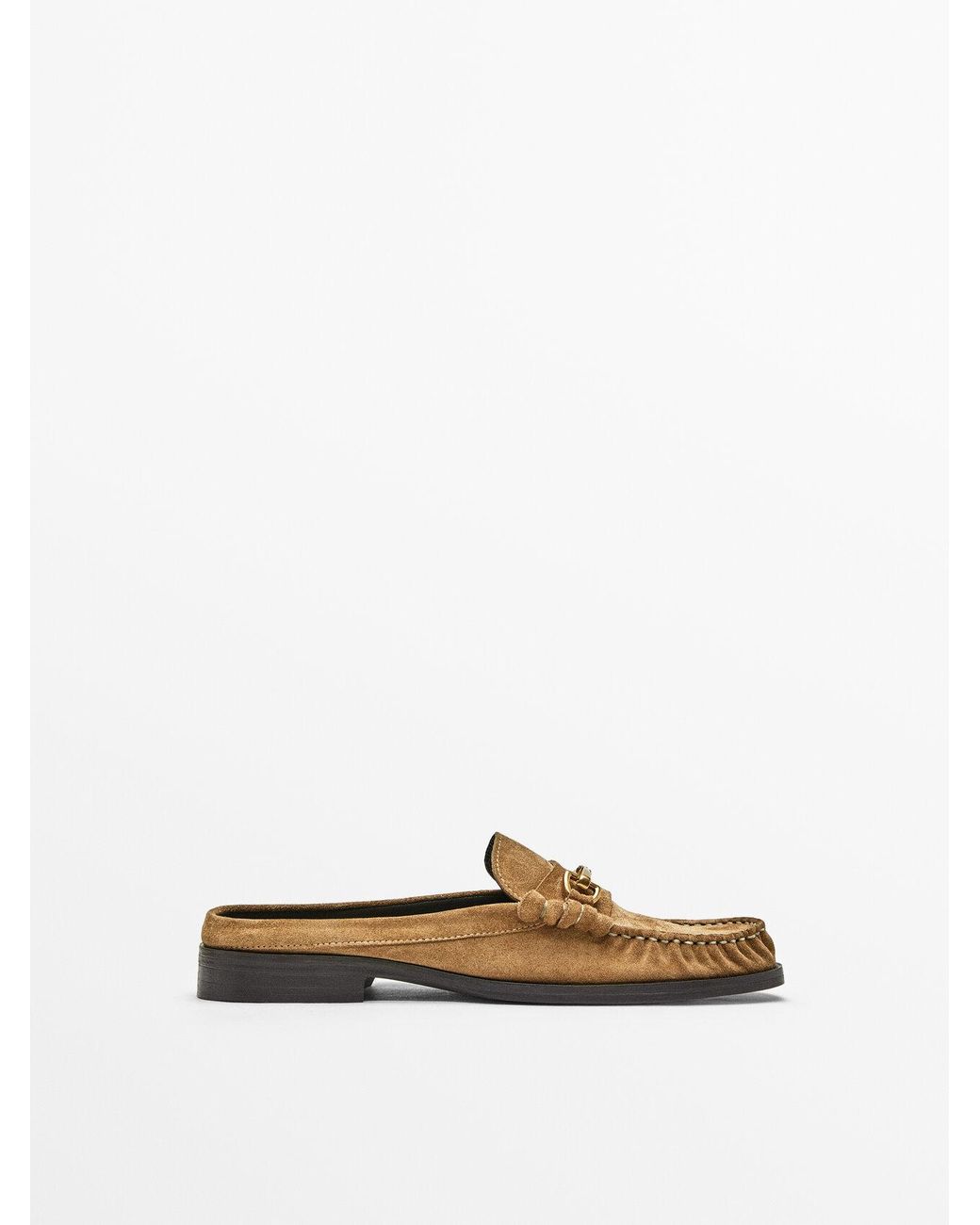 MASSIMO DUTTI Split Suede Mule Loafers 