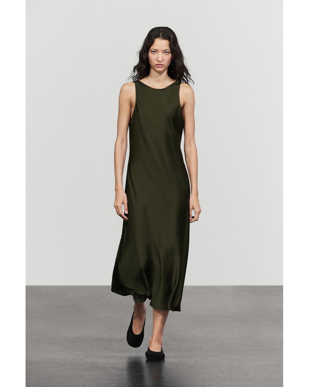 MASSIMO DUTTI Multicolor Satin Midi Dress