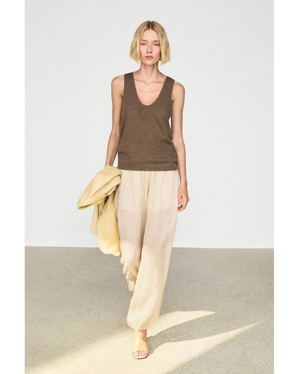 MASSIMO DUTTI Natural 100% Cashmere Knit Top