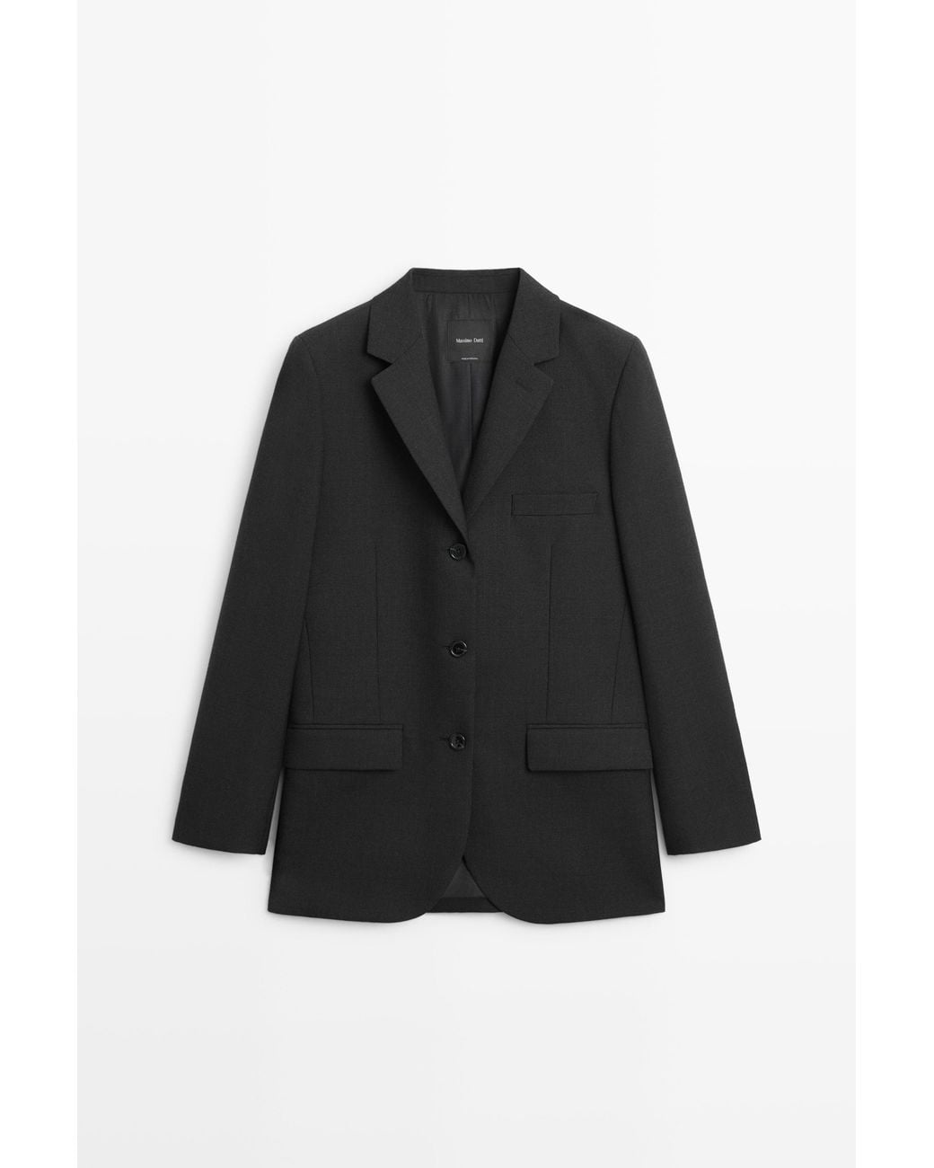 MASSIMO DUTTI Wollen Blazer Met Drie Knopen in het Black