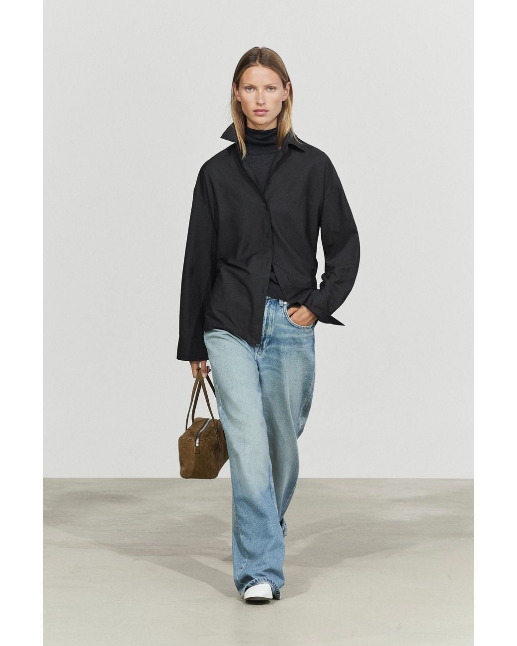 MASSIMO DUTTI Blue Flowing Cotton Silk Shirt