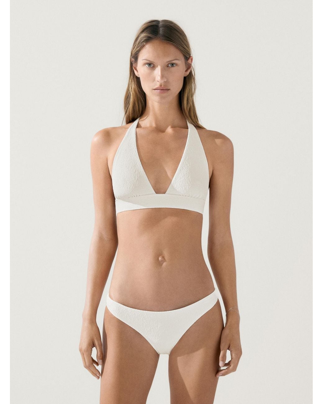 Haut De Bikini Triangle Texturé MASSIMO DUTTI en coloris Natural