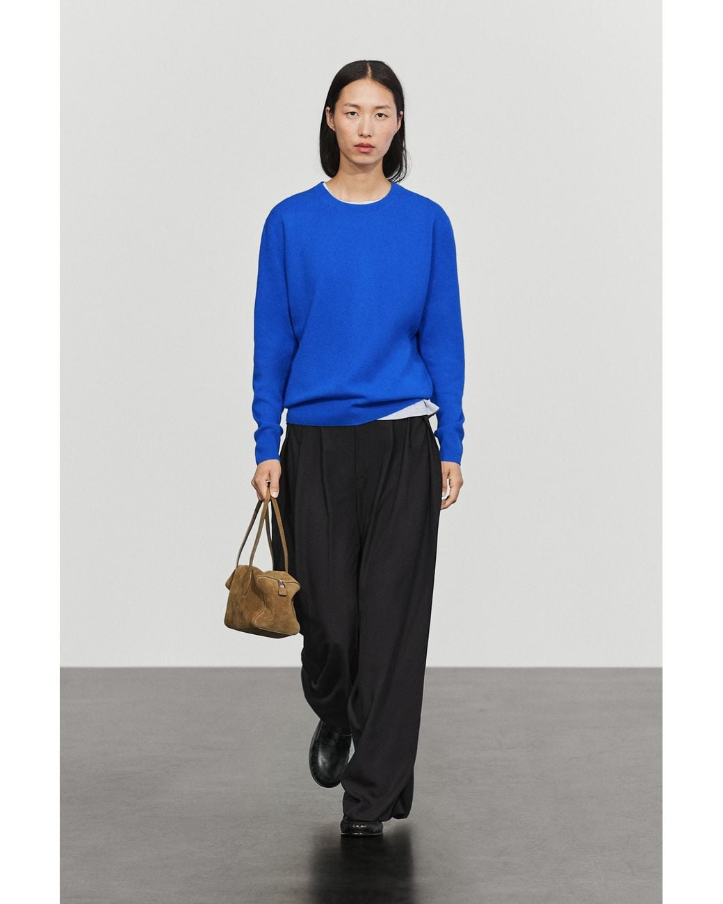 MASSIMO DUTTI Blue Wool Blend Knit Sweater With Round Neck