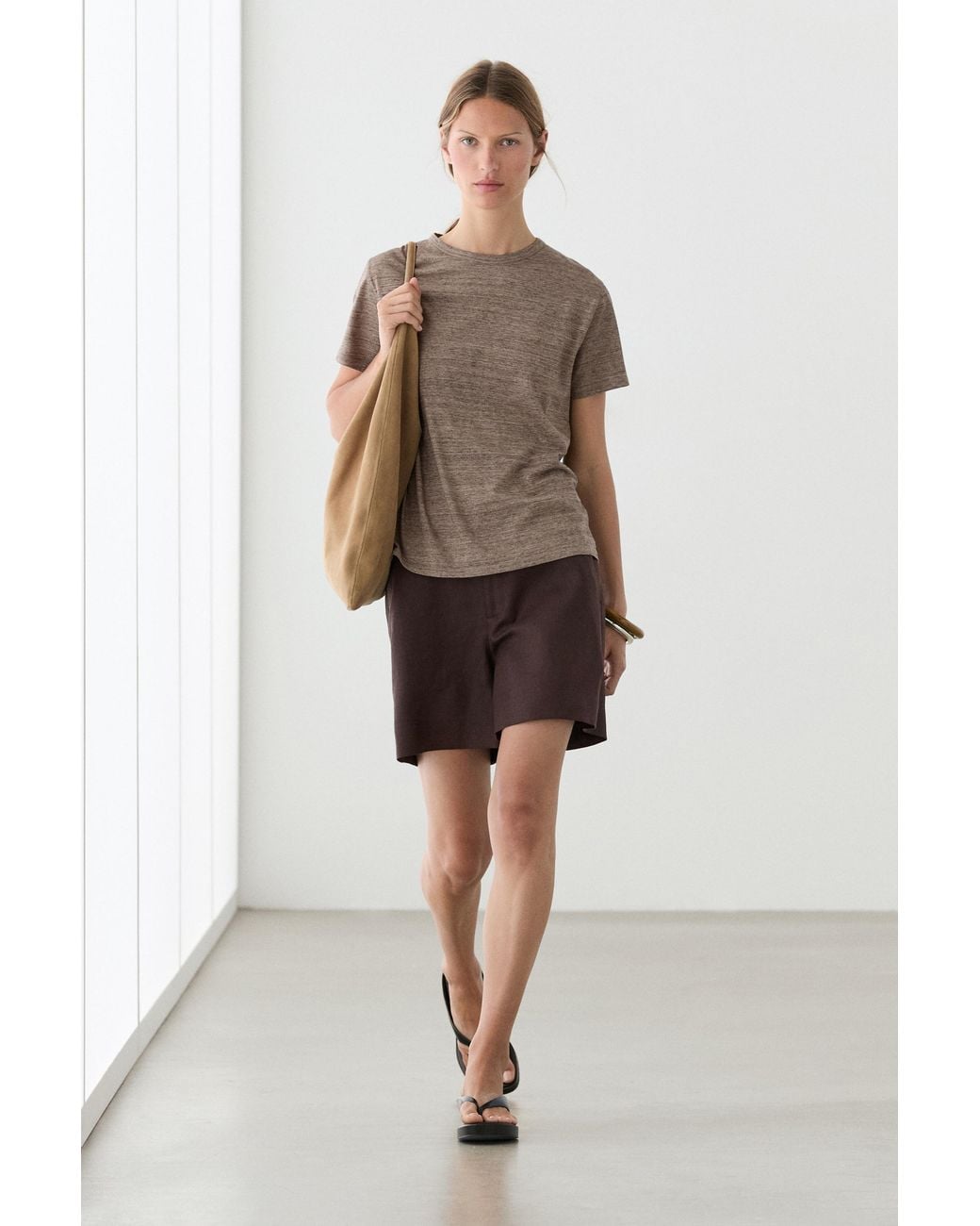 MASSIMO DUTTI Natural 100% Cotton Short-Sleeve T-Shirt