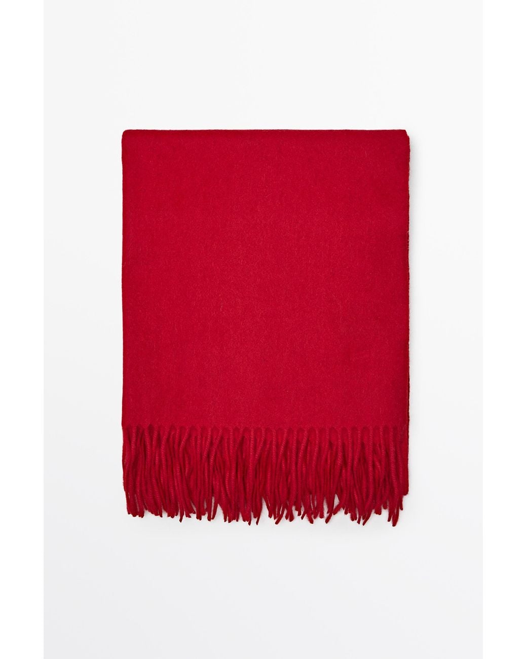 MASSIMO DUTTI Red Wool Blend Scarf With Fringing for men