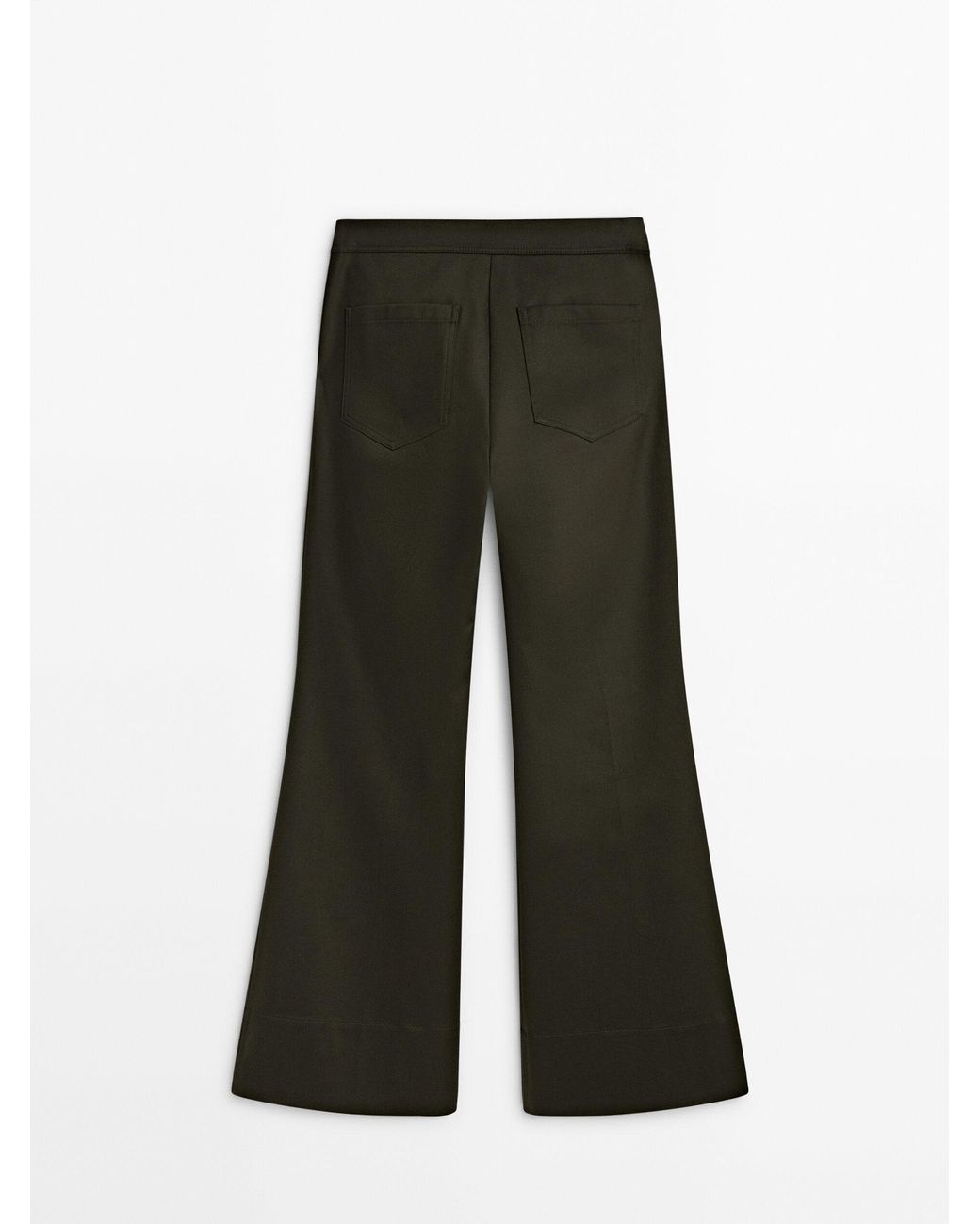 MASSIMO DUTTI Flared Trousers With Central Seam in Green | Lyst