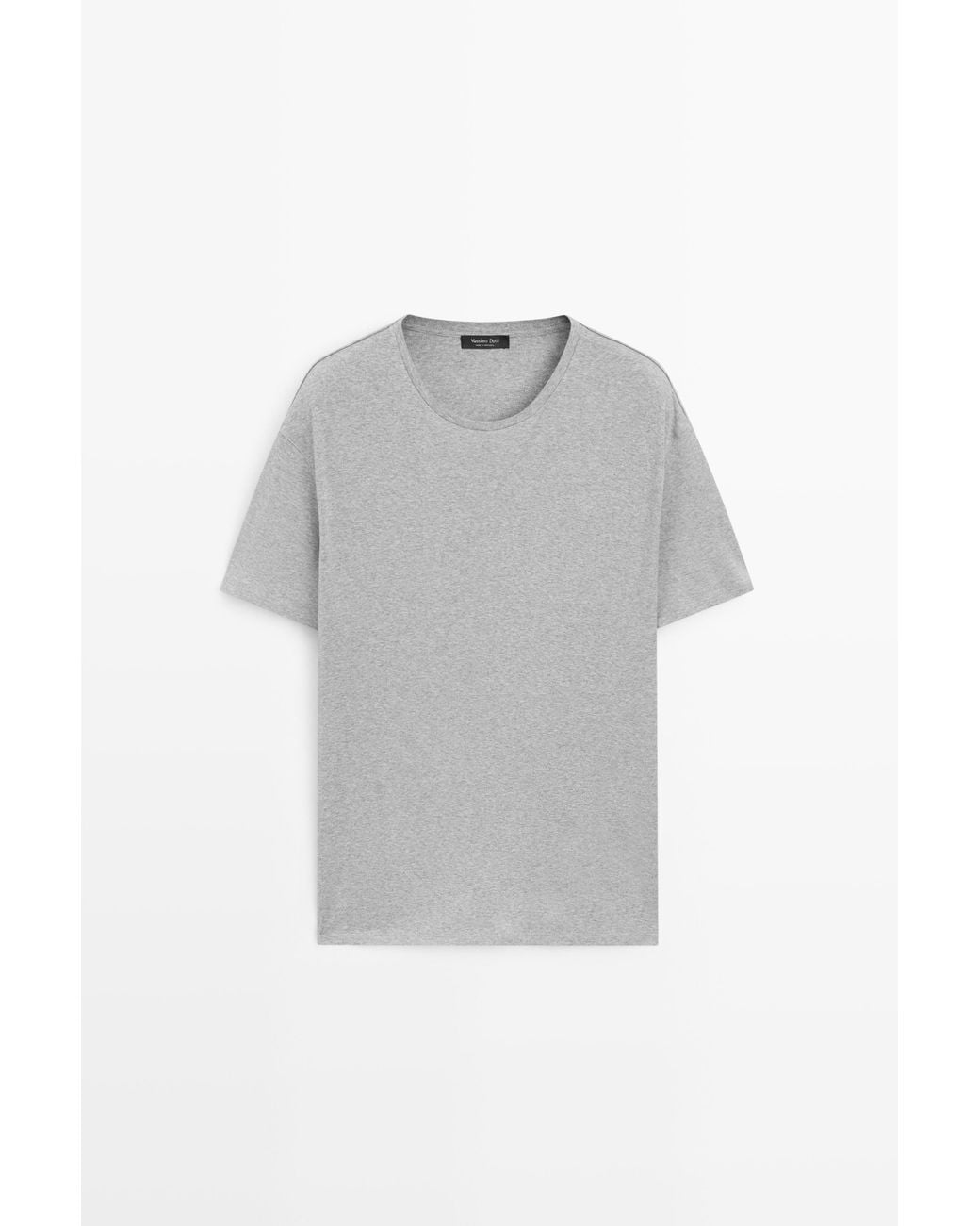 MASSIMO DUTTI Gray Melange 100% Cotton Short Sleeve T-Shirt for men